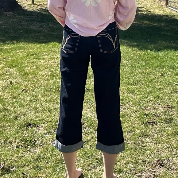 SANTANA Cuffed Dark Wash Denim Rolled Cuff Capri Jeans. Size 8 - Picture 2 of 8